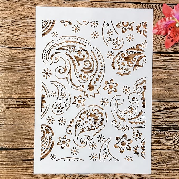 TIAMECH A4 Reusable Paisley Stencil by TIAMECH
