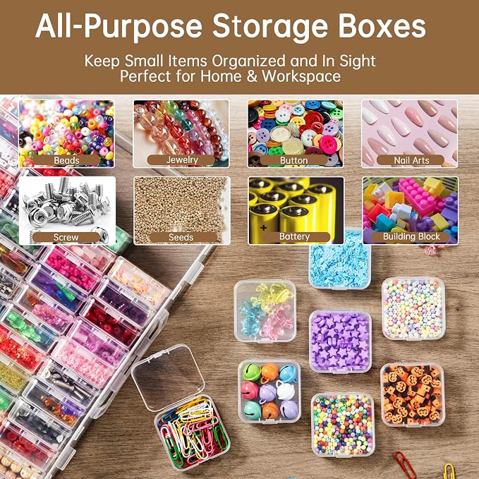 Bead Organizer Box, 60 Pack Small Clear Storage Boxes - Image 6