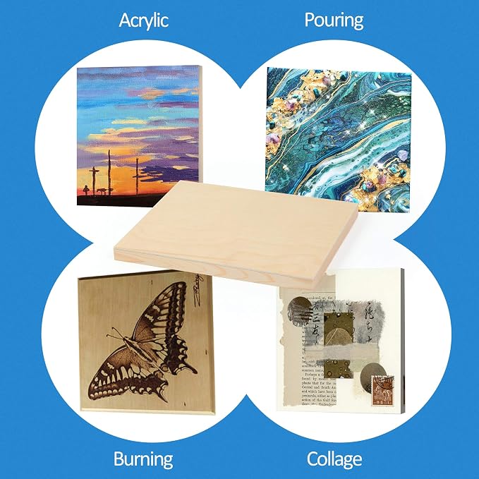 Falling in Art 4 Pack 8x10’’ Unfinished Birch Wood Panels Kit - Image 2