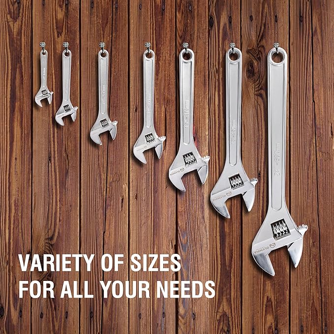 Olympia Tools 6" Adjustable Wrench, Heavy Duty Drop Forged Steel, Chrome Plated, Precision Machined Jaws, Rust Resistant