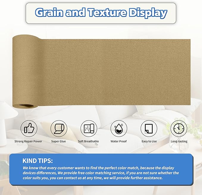 KING MOUNTAIN Canvas Repair Tape,Outdoor Gear Patch, 4×63 Inches,Waterproof,Self-Adhesive for Repairing Boat Covers,Sun Shades,Sofas,Tents,Lounge Chairs,Awnings (Flaxen)