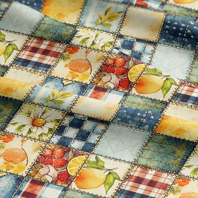 Patchwork Cotton Fabric Panel 61 x 36.6 Inches, Lemon Fruit Quilt Style Pattern - Image 5