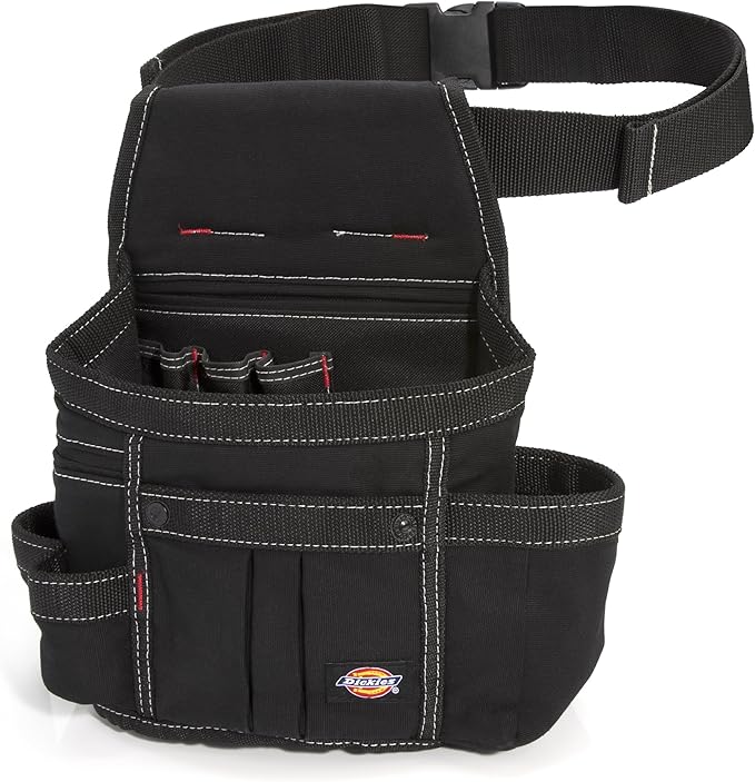 Dickies 8-Pocket Tool Belt/Utility Pouch, Adjustable 2-Inch Belt, Durable Canvas Construction, Puncture-Resistant Liner, Black