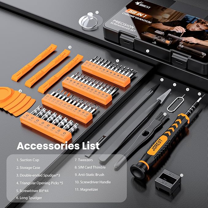 JOREST 59Pcs Small Precision Screwdriver Set - Image 6
