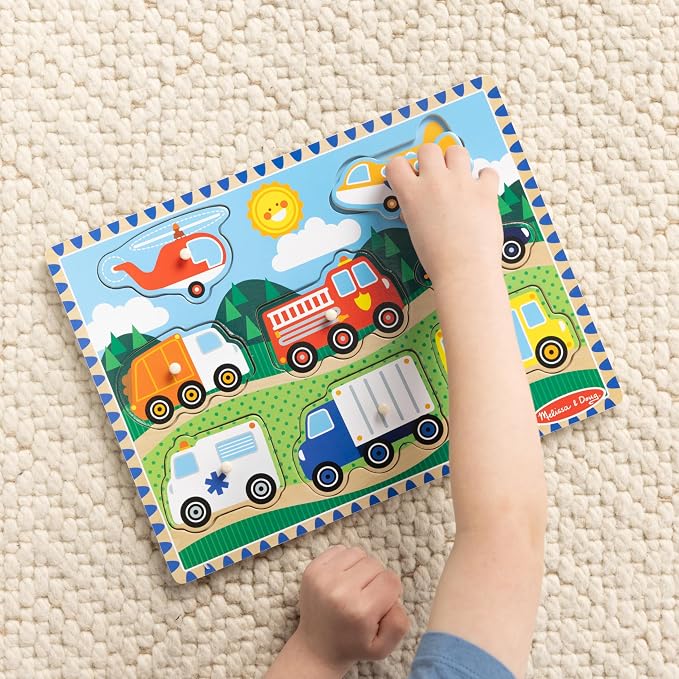 Melissa & Doug Vehicles Wooden Peg Puzzle - Image 2