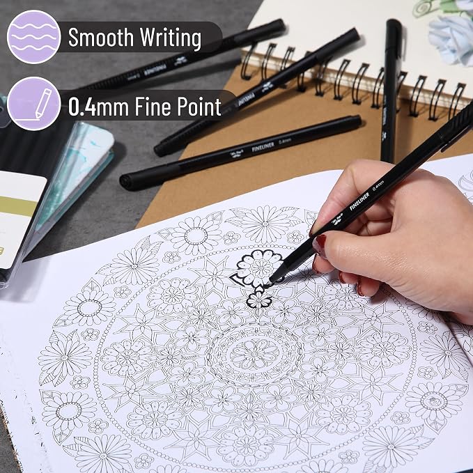 Mr. Pen- Black Fineliner Pens, 12 Pack, 0.4mm Fine Point | Smooth Bible - Image 3