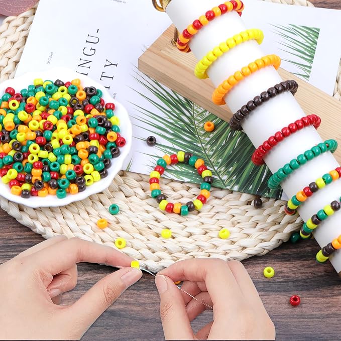 Fall Pony Beads for Friendship Bracelets 1000 Pcs 6x9mm Autumn Thanksgiving - Image 5