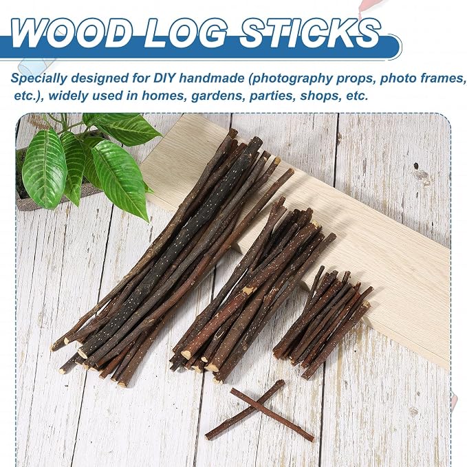 PATIKIL 25 Pcs 4inch Wood Log Sticks, 0.2-0.31inch in Diameter Natural Driftwood - Image 4