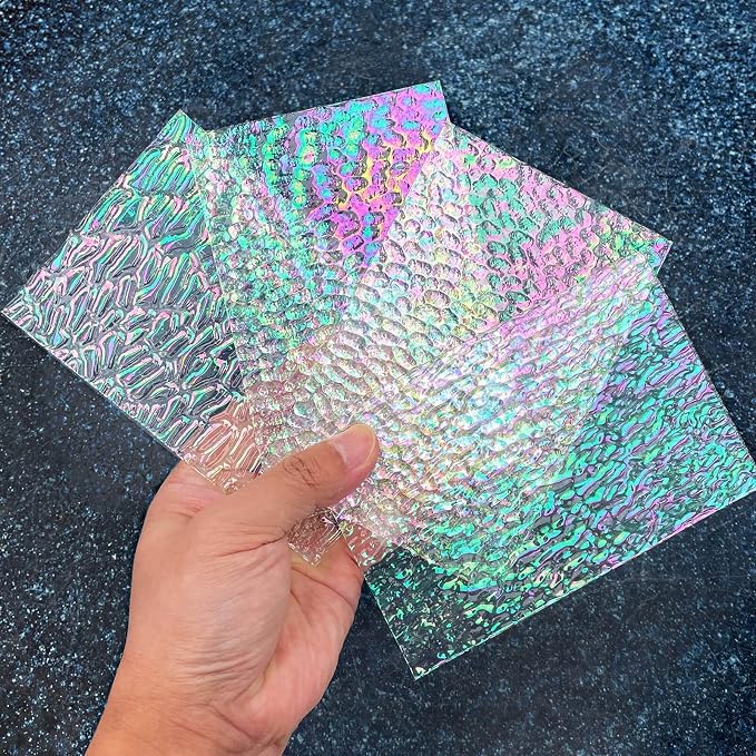LITMIND 12 Sheets Iridescent Transparent Textured Stained Glass Variety Pack - Image 3