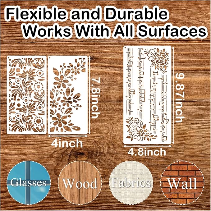 Stencils for Crafts Reusable Texture Branches Background Stencil Vintage - Image 7