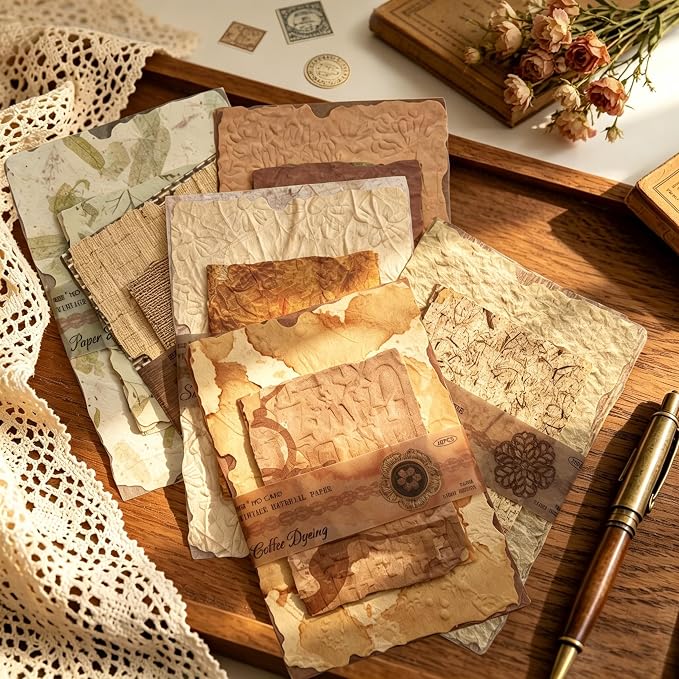 168Pcs Vintage Scrapbook Supplies Kit Textured Rice Paper - Image 4