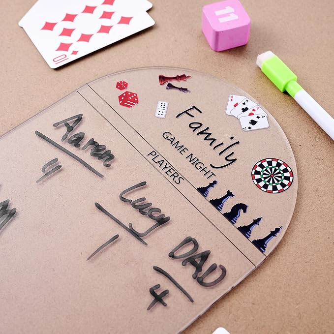 Acrylic Engraved Game Night Score Tracker, Transparent - Image 3