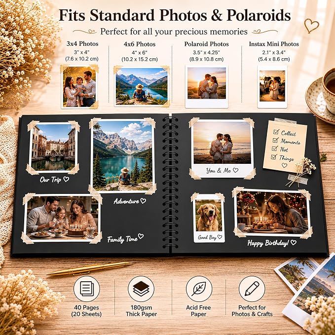 DIY Scrapbook Album 10x10 Inch 40 Pages, Hardcover Kraft Paper | Photo Book - Image 3