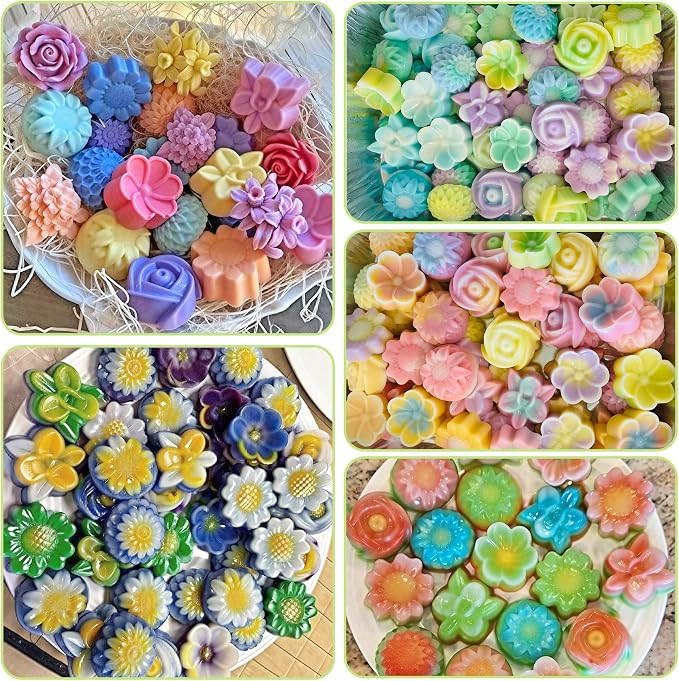 R HORSE 42Pcs Mini Size Silicone Molds, 2 x 0.8 inch Cupcake Multi Flower - Image 2