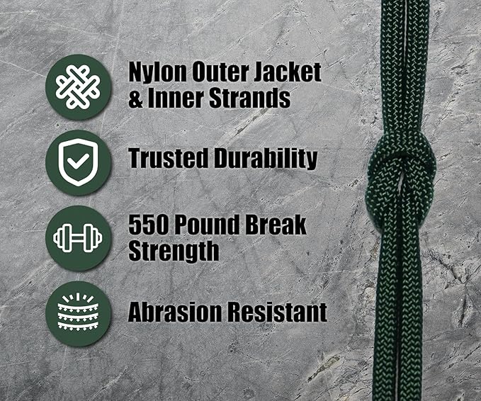 BORED? PARACORD! 550 lb Paracord - Ideal for Crafting, Camping, DIY Projects, Active & Military Outdoors - Strong Survival Rope - Tactical Parachute Cord Type III - Hunter Green 1000 Feet