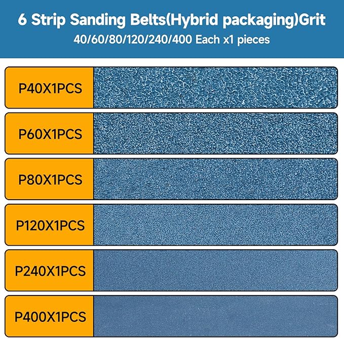 6-Piece 3 x 18 Inch 40-400 Grit Zirconia Sanding Belts, Heavy Duty Long-lasting Sanding Bands for Belt Sander, Rust Paint Removal, Wood Metal Grinding and Finishing