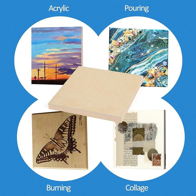 Falling in Art 4 Pack 8x8’’ Unfinished Birch Wood Panels Kit - Image 4