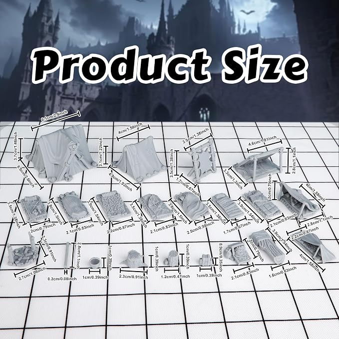 AUSPDICE 21pcs DND Camp Terrain Building Set – Unpainted Miniatures - Image 5