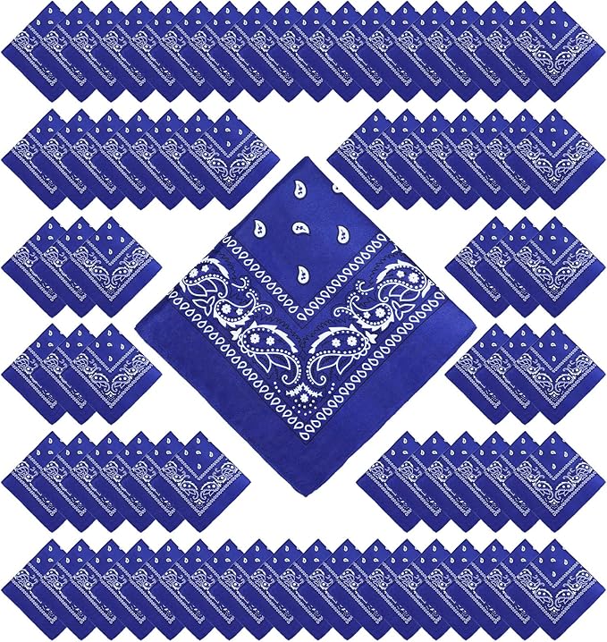 100 Pack Bandanas Unisex Paisley Bandanas Bulk Multi Purpose Cowboy Head Wrap by Handepo