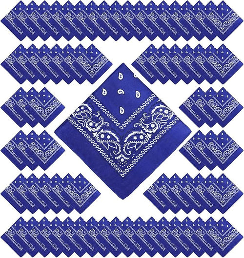 100 Pack Bandanas Unisex Paisley Bandanas Bulk Multi Purpose Cowboy Head Wrap by Handepo