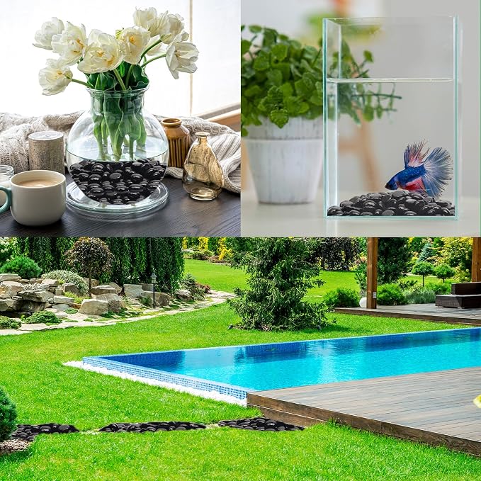 2 LB Black Glass Beads for Vases, Glass Pebbles - Image 4