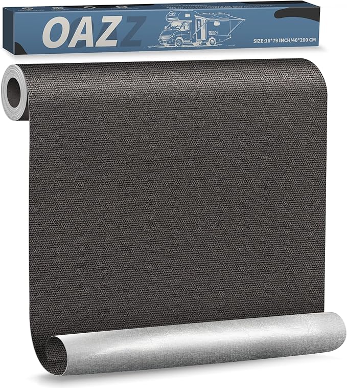 OAZ 16 x 79 inch Canvas Repair Patches Canvas Fabric Patch Self-Adhesive Canvas Repair Tape Waterproof Outdoor Gear Repair Patch Kit for Boat Cover Awning Sofa Chair Couch Tent Bag (Black Gray)