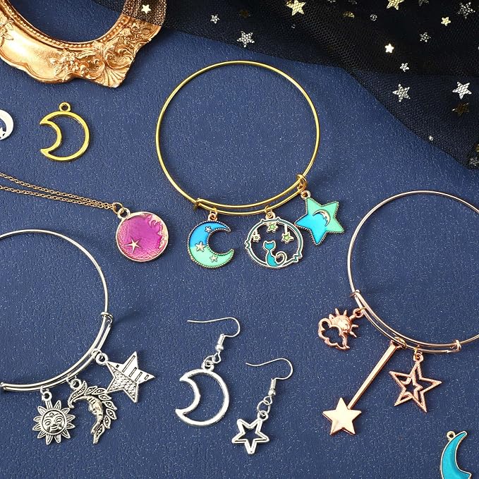 MARFOREVER 120 Pcs Mixed Sun Star Moon Charms - Image 4
