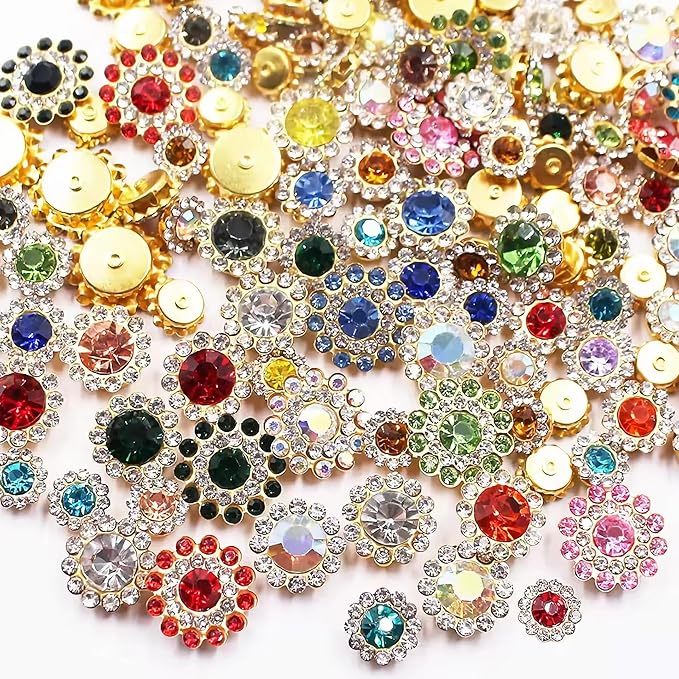 200Pcs 16 Mixed Colors Sew on Rhinestones Crystals Glass Gems Metal Claw by UYTRDVG