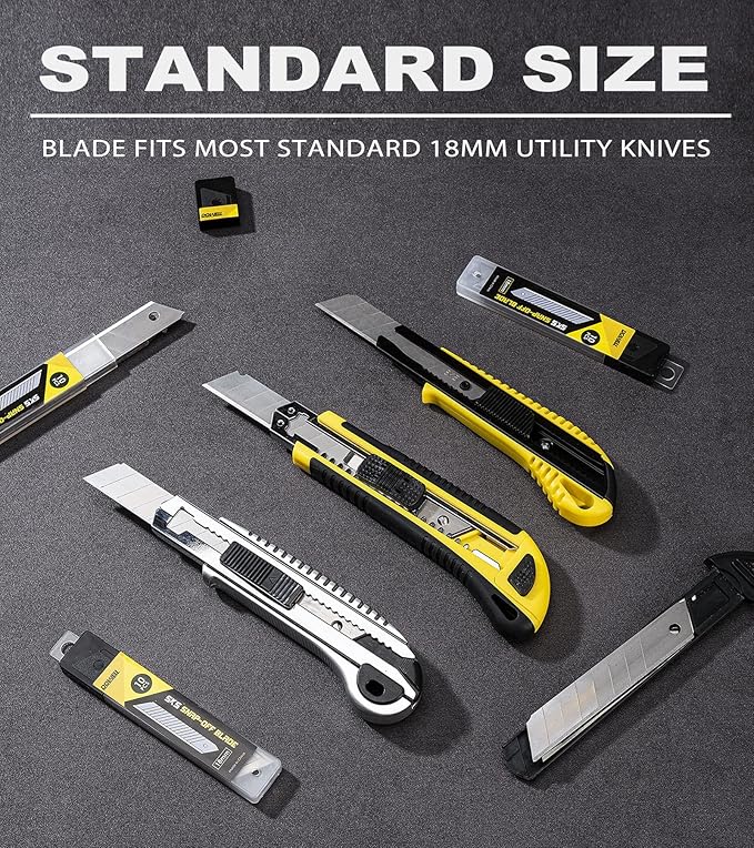 DOWELL 18mm Snap Off Blade SK5 Utility Knife Retractable Blades Box Cutter Blades (100pc)