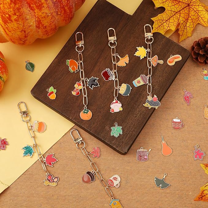 AUGSUN 189Pcs Fall Keychain Making Kit Autumn Thanksgiving Keychain Craft | - Image 7