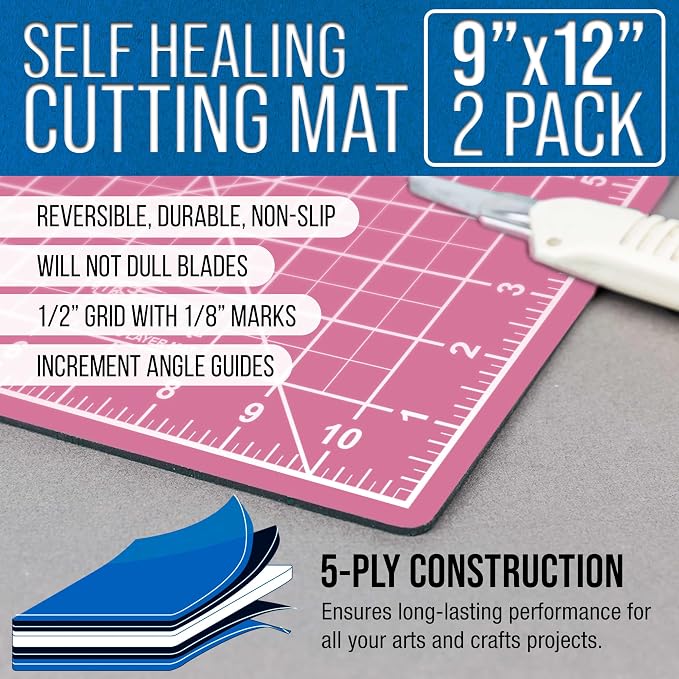 U.S. Art Supply 9" x 12" Self-Healing Cutting Mat 5-Ply - Image 2