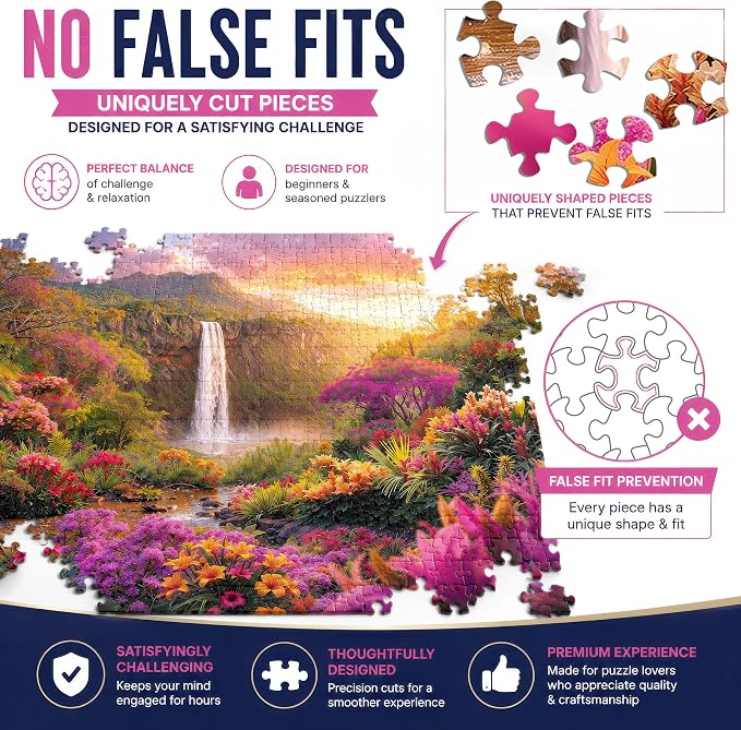 Hawaiian Waterfall Puzzles for Adults 1000 Pieces, Impossible Hard Difficult - Image 3