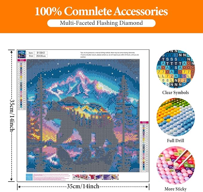 Offito Bear Diamond Art Kits for Adults, Forest Mountains Polar Bear Diamond - Image 4