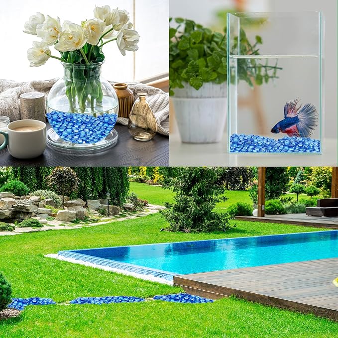 0.5 lb Light Blue Glass Beads for Vases, Glass Pebbles, Light Blue Flat Glass - Image 4