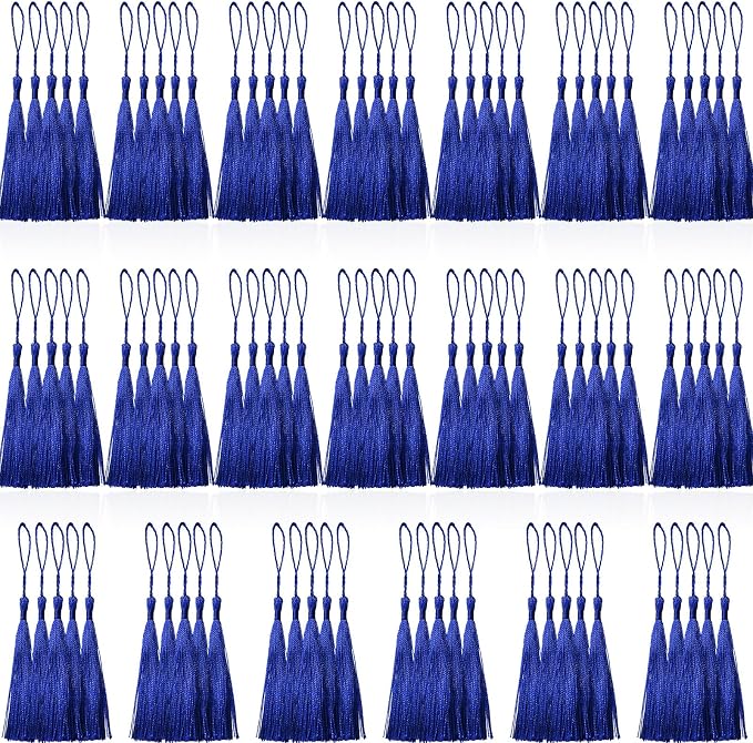 100 Pcs Royal Blue Mini Tassels 13cm/5 Inch by CREATRILL