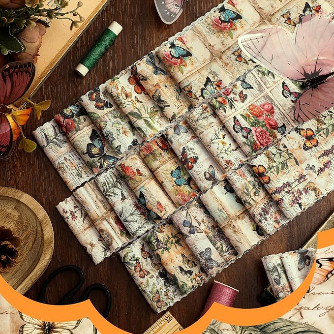 Hosuly 40 Pcs Vintage Butterfly Jelly Fabric - Image 3