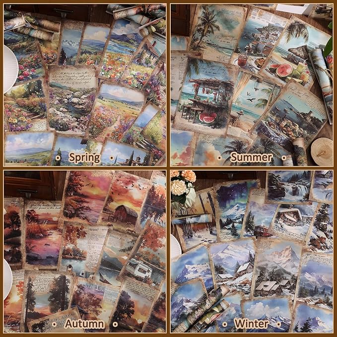 160 Sheets Vintage Scrapbook Paper Set - Image 4