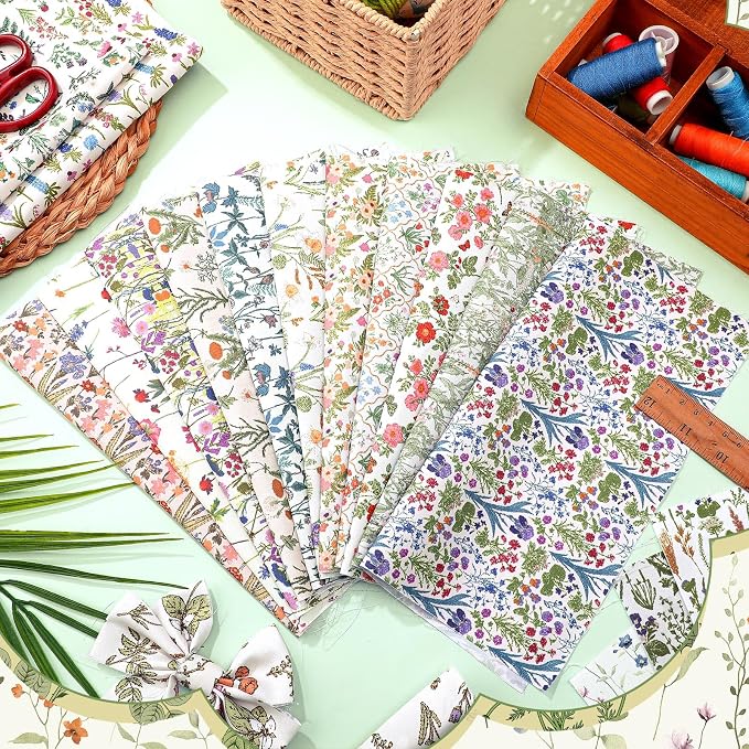 HunnmingRe 20 Pcs 10''x10'' Wildflower Quilting Fabric Square Wildfloral - Image 5