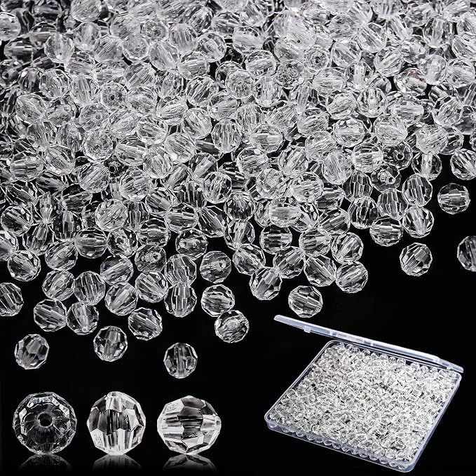 BONNY BOXX 2000pcs 4mm Acrylic Faceted Round Crystal Beads Transparent White by BONNY+BOXX
