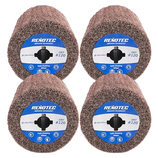 4" Non-Woven Wheel, Pack of 4, 100x100mm, Medium Grit 120, A/O, for Polishing Burnishing Machine