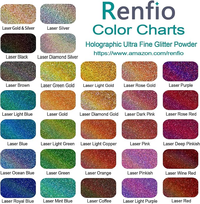 Renfio Holographic Ultra Fine Metallic Resin Glitter 2.11 Oz PET Flakes Crafts - Image 3