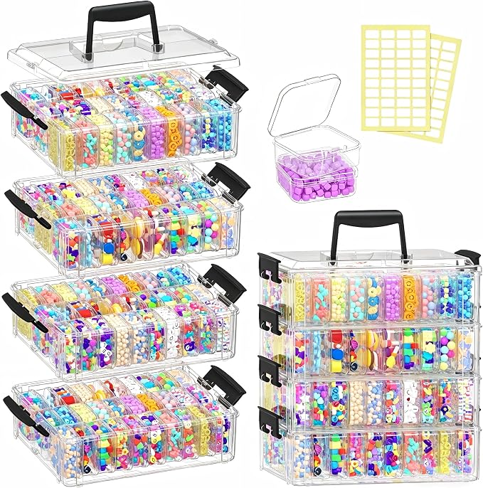 Bead Organizer Box 120 Pcs, 4-Tier Large Capacity Stackable Bead Storage - Image 3