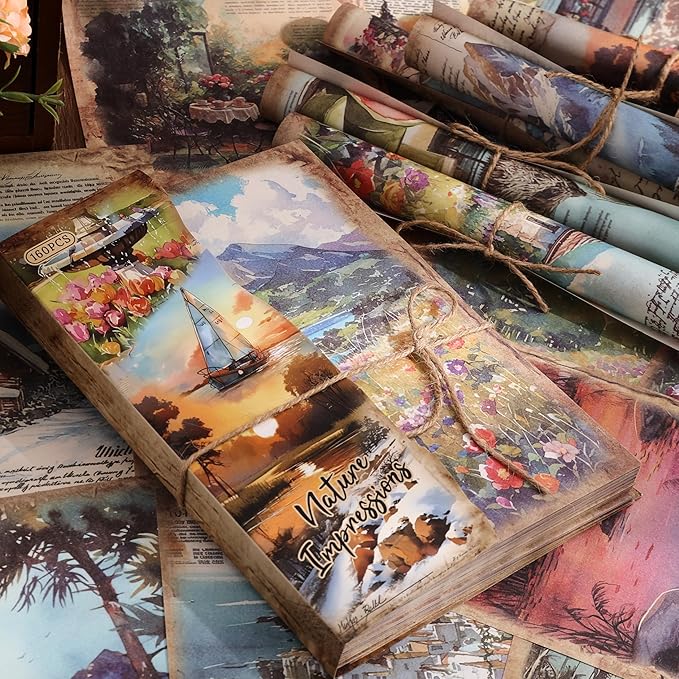 160 Sheets Vintage Scrapbook Paper Set - Image 3