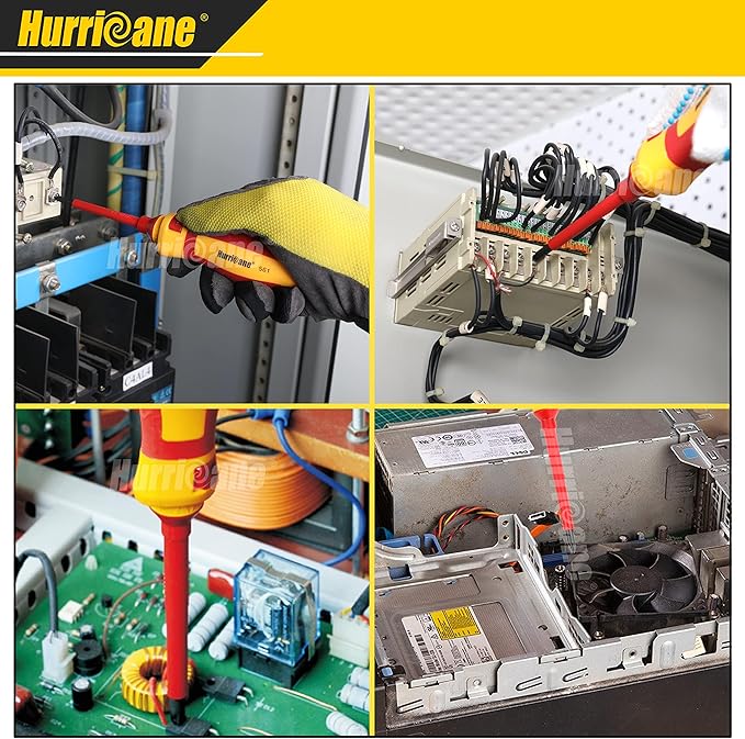 HURRICANE 1000V Insulated Electrician Screwdriver Set, All-in-One Premium Professional 13-Pieces CR-V Magnetic Phillips Slotted Pozidriv Torx Screwdriver