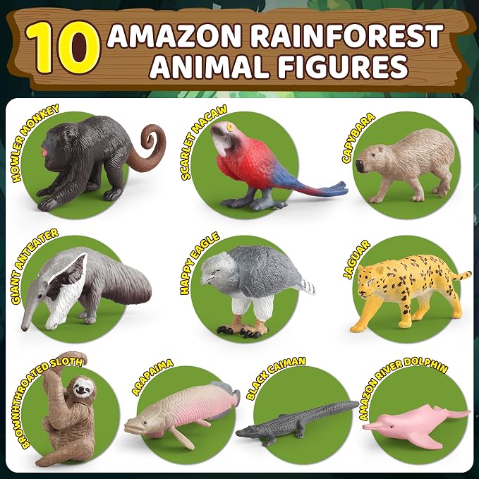 37PCS Rainforest Animals Figures Toys Set, Rainforest Diorama Supplies Include - Image 8