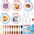 WATINC 5Pcs Embroidery Kit for Kids Stamped Cross Stitch DIY Key Chain by WATINC