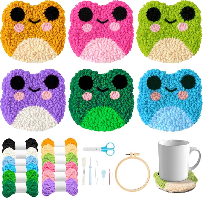 WATINC Frog Punch Needle Coaster Kit by WATINC