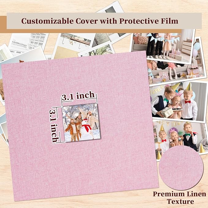 12x12 Inch Large 3 Ring DIY Scrapbook Photo Album, Linen Cover Scrapbook - Image 4