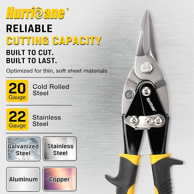 HURRICANE 10 inch Aviation Tin Snips, Straight Cut Metal Shears - Image 2