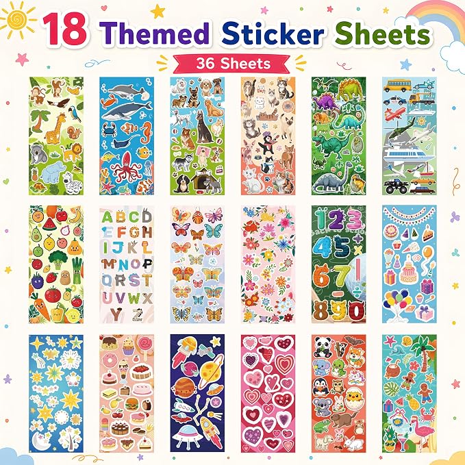 36 Sheets Stickers for Kids - Image 2